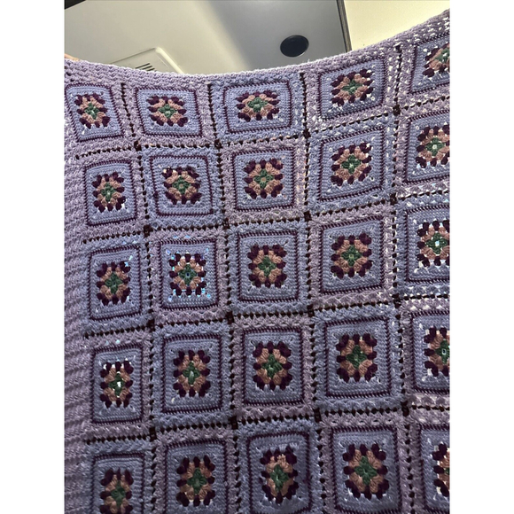 Vintage Hand Crocheted GrannySquare Afghan-Lap-Throw Blanket 49”x 53” Grannycore - Picture 4 of 4